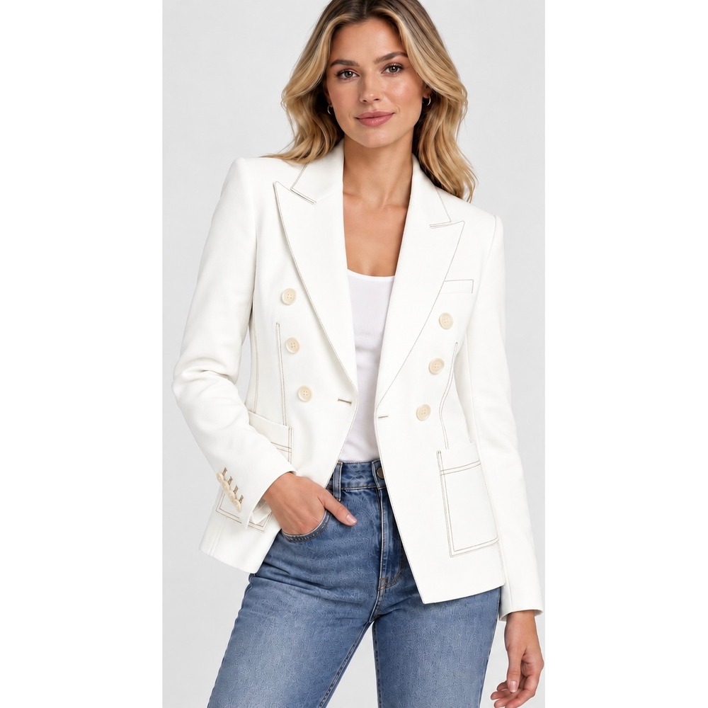 NWT Veronica Beard Cosmo Dickey Jacket w/ Brown Contrast Topstitching / Size 8
